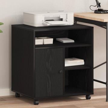 vidaXL Printerstandaard met Wielen Zwart Eiken 60x50x67 cm disponible aux enchères