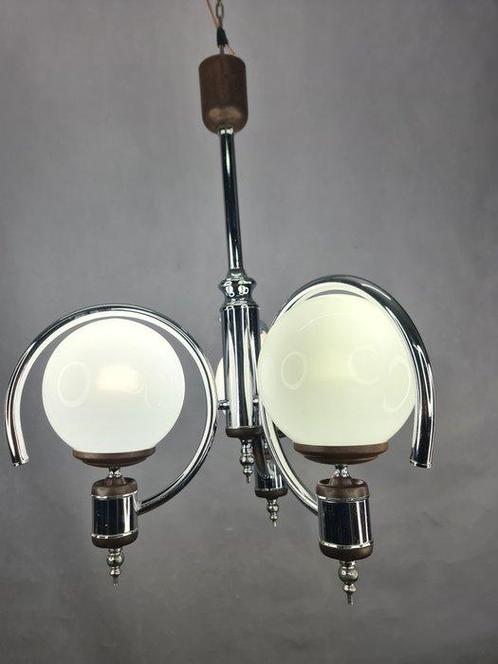 Lamp - Hanger - 3 Ballonnen 16cm - Kristal, Metaal, Plastic, Antiek en Kunst, Antiek | Verlichting