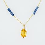 Hanger - 18 karaat Geel goud Quartz - Saffier