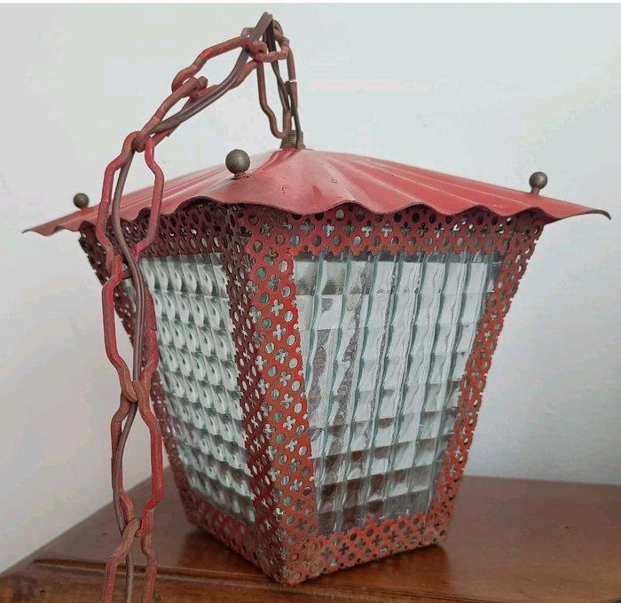 Plafondlamp - Metaal, Glas, Antiquités & Art, Curiosités & Brocante