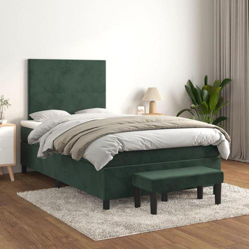 vidaXL Boxspring met matras fluweel donkergroen 120x200 cm, Huis en Inrichting, Slaapkamer | Bedden, Nieuw, Verzenden