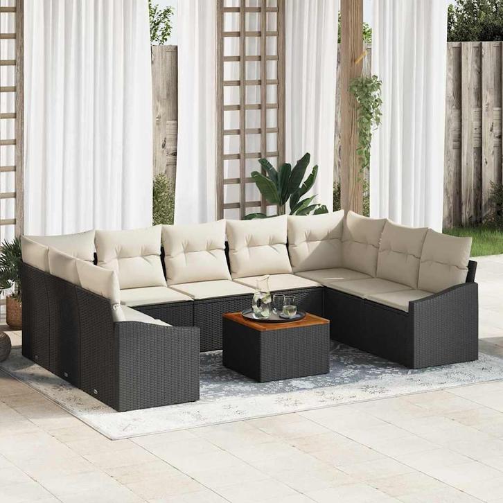 vidaXL Tuinbank Set 10 pcs Zwart en wit, Tuin en Terras, Tuinsets en Loungesets, Nieuw, Verzenden