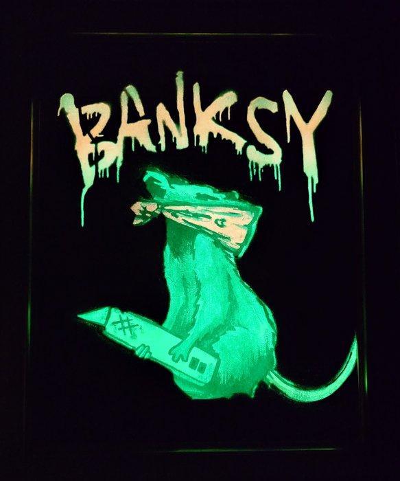 Fictional World (1980) - Banksy´s Glowing Cutter Rat, Antiek en Kunst, Kunst | Schilderijen | Modern