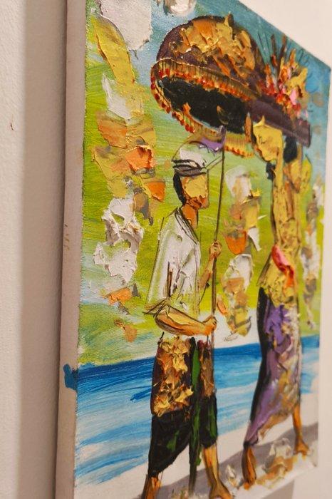 Artiste inconnu - Melasti Ceremony - Balinese Painting, Antiek en Kunst, Kunst | Niet-Westerse kunst