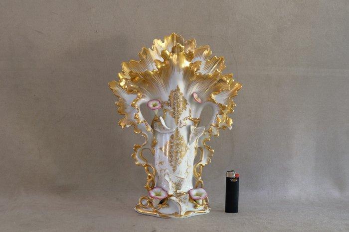 Vaas - Porselein - hoornvaas verguld decor, Antiek en Kunst, Antiek | Glaswerk en Kristal