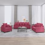 vidaXL 3-delige Loungeset met kussens fluweel wijnrood, Verzenden, Nieuw