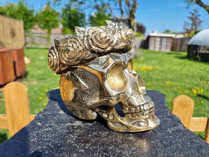 Figuur - Rose Skull - Messing, Antiek en Kunst, Kunst | Designobjecten