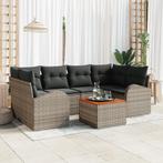 vidaXL Tuinbank Set 7 pcs Grijs Vijf-zits Rattan & Hout, Verzenden, Nieuw