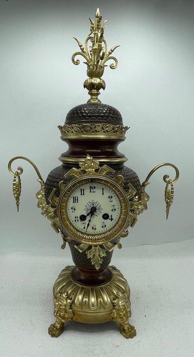 Pendule - Brons, Glas - 1850-1900 - Klok, Antiquités & Art, Antiquités | Horloges
