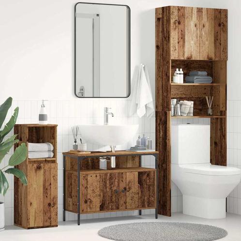 vidaXL Badkamer Wastafel Kast Oude Hout 80x30x60 cm Gelaagd, Huis en Inrichting, Tafels | Kaptafels, Nieuw, Verzenden
