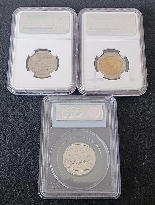 Zuid-Afrika. 5 Rand 1994, 2000 & 2008 (lot of 3, Postzegels en Munten, Munten | Europa | Niet-Euromunten