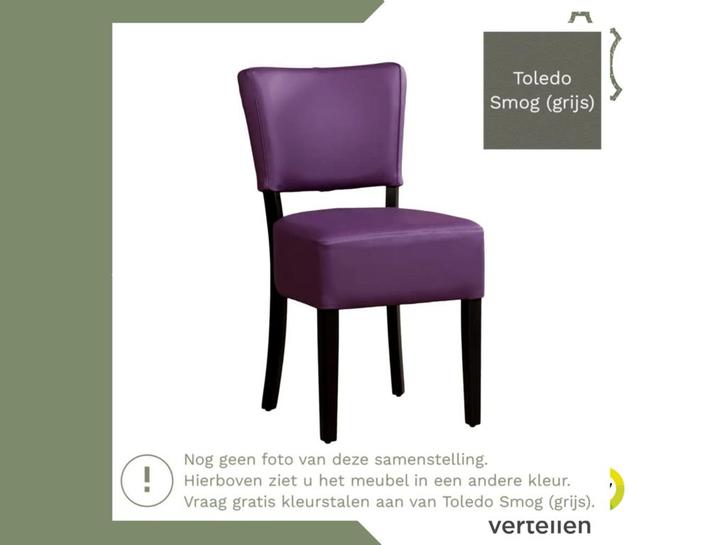Leren eetkamerstoel Rest - Toledo Smog (grijs) - Poten hout, Huis en Inrichting, Stoelen, Grijs, Eén, Nieuw, Leer, Ophalen of Verzenden