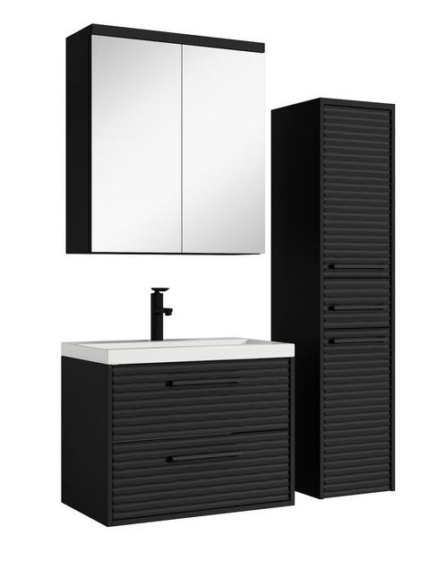 Badkamermeubel Etna 60cm zwart Badmeubel spiegel en zijkast, Huis en Inrichting, Badkamer | Badkamermeubels, Nieuw, Verzenden