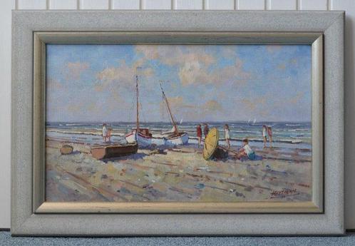 Willem Heytman (1950) - Een zomerse dag op het strand, Antiek en Kunst, Kunst | Schilderijen | Klassiek