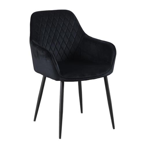 Eetkamerstoelometrugleuning - Beverly - Fluweel - Zwart, Huis en Inrichting, Stoelen, Zwart, Eén, Nieuw, Stof, Ophalen of Verzenden