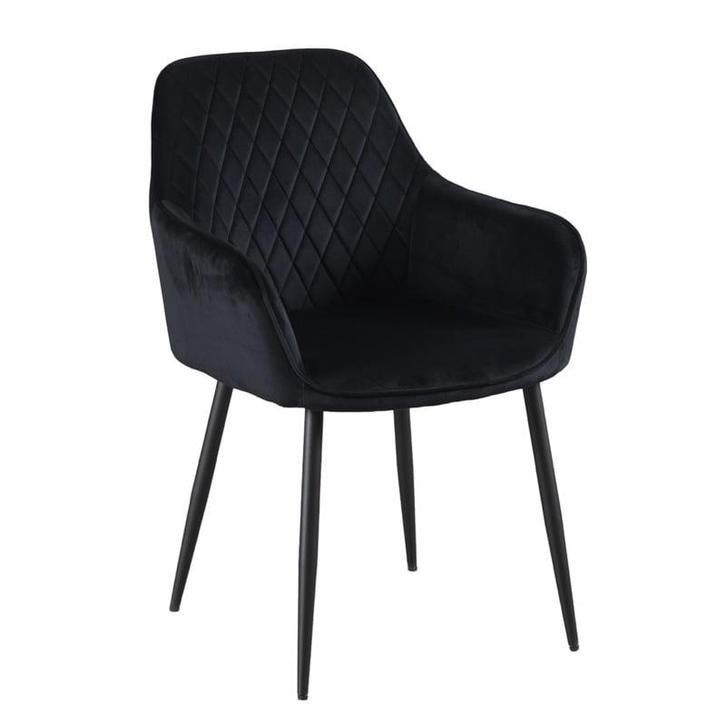 Eetkamerstoelometrugleuning - Beverly - Fluweel - Zwart, Huis en Inrichting, Stoelen, Zwart, Eén, Nieuw, Stof, Ophalen of Verzenden