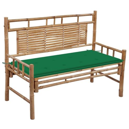 vidaXL Tuinbank met kussen 120 cm bamboe, Jardin & Terrasse, Ensembles de jardin, Envoi