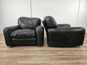 Busnelli - Arrigo Arrigoni - Fauteuil - Cuir - Paire de