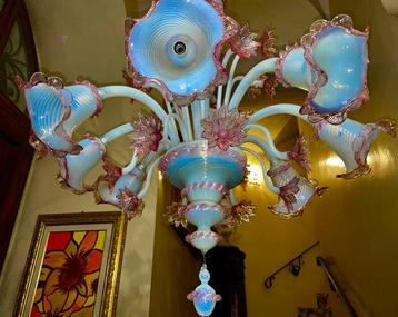 Lustre - Murano - grande 8 lumières avec dahlias