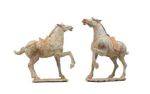 Oud Chinees, Tang-dynastie Terracotta Fijn en zeldzaam paar, Verzamelen, Mineralen en Fossielen