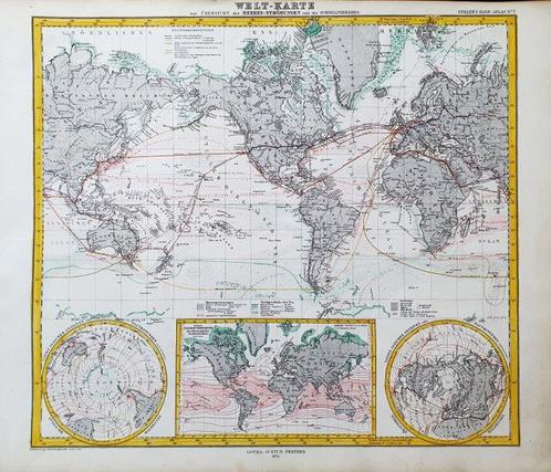 World-Map - carte nautique / planisphère terrestre; A., Boeken, Atlassen en Landkaarten