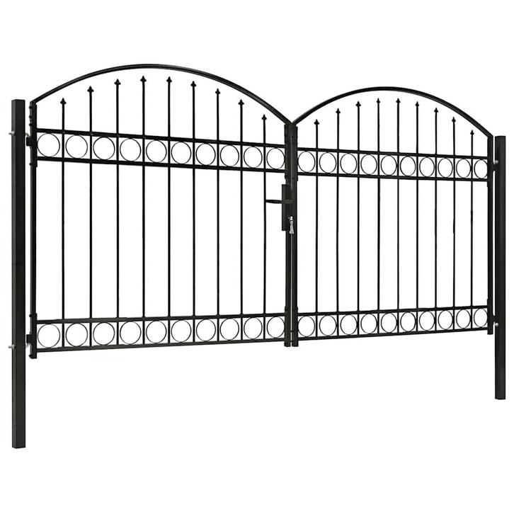 vidaXL Poort met gebogen bovenkant dubbel 300x125 cm staal, Tuin en Terras, Tuinpoorten, Nieuw, Verzenden