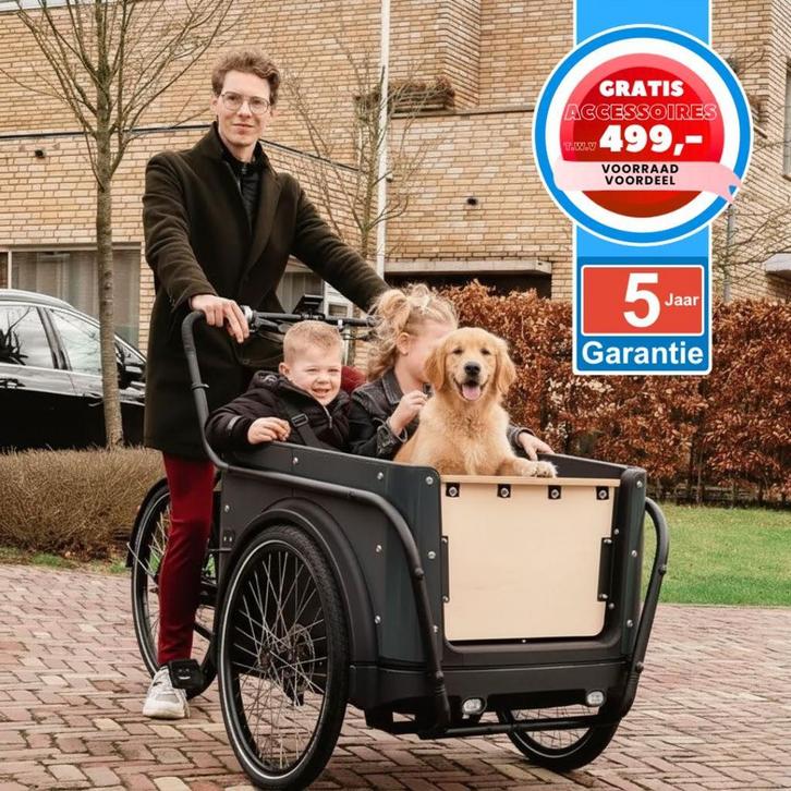 Royal Cargo Bike 3W Premium Elektrische Bakfiets, Fietsen en Brommers, Fietsen | Bakfietsen, 4 kinderen of meer, Elektrisch, Huif
