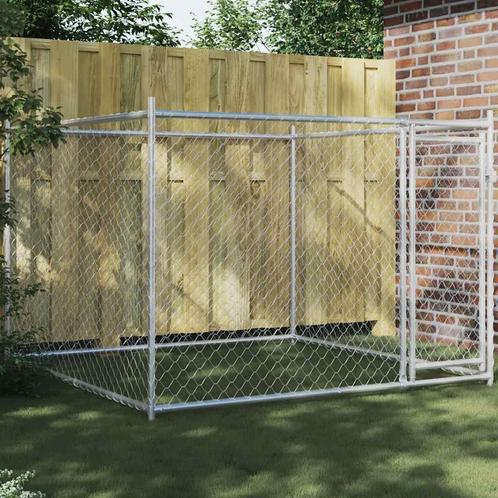 vidaXL Hondenhok met deur 2x2x1,5 m gegalvaniseerd staal, Dieren en Toebehoren, Hondenbenches, Nieuw, Verzenden