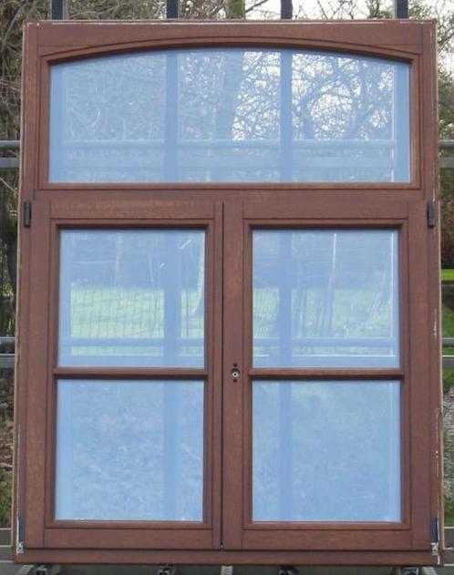 meranti houten raam chasis , venster 118 x 155 3dubbel glas, Bricolage & Construction, Châssis & Portes coulissantes, Enlèvement ou Envoi