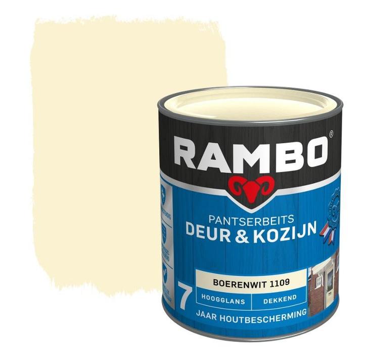 Rambo Pantserbeits Deur & Kozijn Dekkend Boerenwit 0.75L, Doe-het-zelf en Bouw, Verf, Beits en Lak, Nieuw, Verzenden