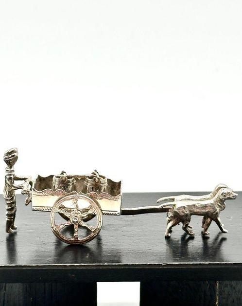 No reserve-Handgemaakte Hollands zilveren miniatuur kar met, Antiek en Kunst, Antiek | Zilver en Goud