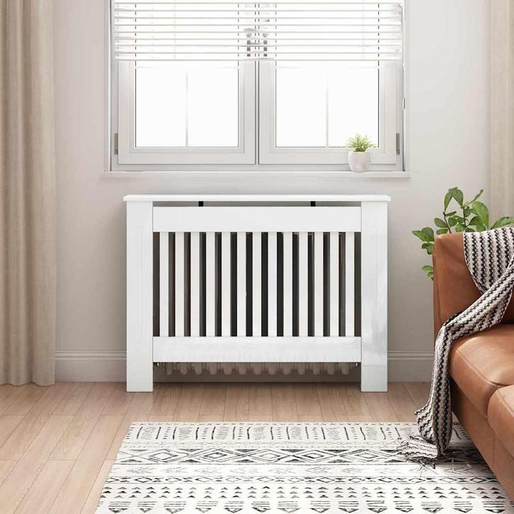 vidaXL Radiator Cover Hoogglans wit 112 x 19 x 81,5 cm, Doe-het-zelf en Bouw, Verwarming en Radiatoren, Nieuw, Verzenden