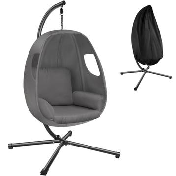 tectake Hangstoel Anika met frame en kussen 160 kg - antraci, Verzenden, Nieuw