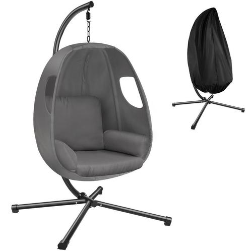 tectake Hangstoel Anika met frame en kussen 160 kg - antraci, Tuin en Terras, Overige Tuin en Terras, Verzenden