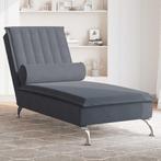 vidaXL Massage chaise longue met bolster fluweel donkergrijs, Verzenden