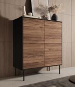 Meubella | Dressoir zwart eiken 102cm 4 deuren - Opbergkast, Verzenden