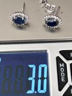 Zonder Minimumprijs - Oorbellen - 18 karaat Witgoud Saffier, Nieuw