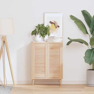 vidaXL Kastdeuren met lamellen 2 st 69x29,5 cm massief, Doe-het-zelf en Bouw, Verzenden, Nieuw