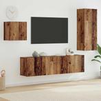 vidaXL TV Kast Wandgemonteerd 4 pcs Oud Hout Bewerkt hout, Huis en Inrichting, Verzenden, Nieuw
