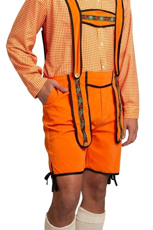 Lederhose Johann Oranje Kort, Hobby en Vrije tijd, Feestartikelen, Nieuw, Verzenden
