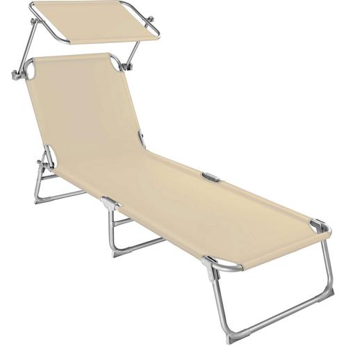 tectake Ligbed met 4 standen - beige, Tuin en Terras, Tuinsets en Loungesets, Verzenden