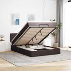 vidaXL Bed met matras 140x190 cm stof donkerbruin, Huis en Inrichting, Slaapkamer | Bedden, Verzenden, Nieuw