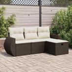 vidaXL Salon de jardin 4 pcs avec coussins marron résine, Jardin & Terrasse, Ensembles de jardin, Verzenden, Neuf, Salons de jardin