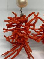 Corail rouge - Argent - Boucles doreilles - Corail et perle, Collections