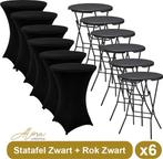 6x Zwarte Statafel + 6x Zwarte Statafelrok – Diameter 80 CM, Jardin & Terrasse