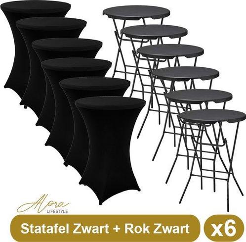 6x Zwarte Statafel + 6x Zwarte Statafelrok – Diameter 80 CM, Jardin & Terrasse, Jardin & Terrasse Autre
