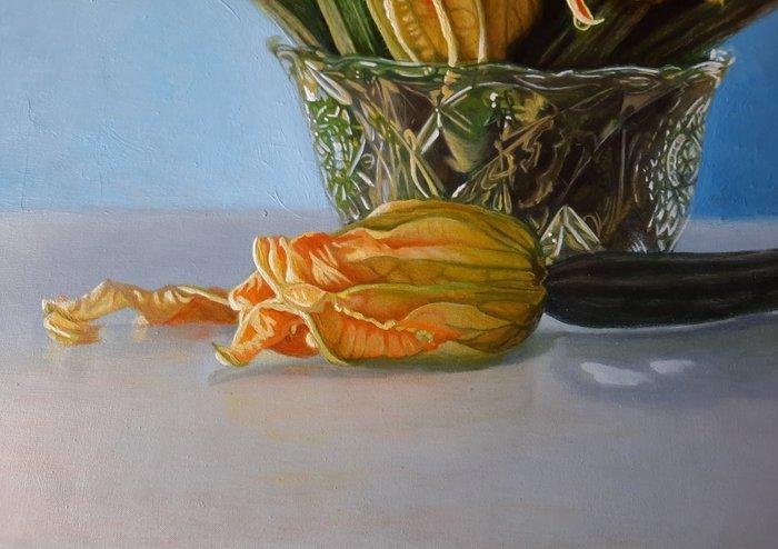 Vincenzo Iacobelli - Fiori di zucchine, Antiek en Kunst, Kunst | Schilderijen | Modern