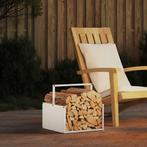 vidaXL Brandhoutrek 40x40x40 cm koudgewalst staal wit, Tuin en Terras, Verzenden
