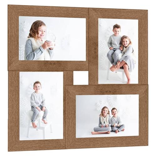 vidaXL Fotolijst voor 4x(10x15 cm) foto MDF lichtbruin, Audio, Tv en Foto, Fotografie | Fotolijsten, Nieuw, Verzenden