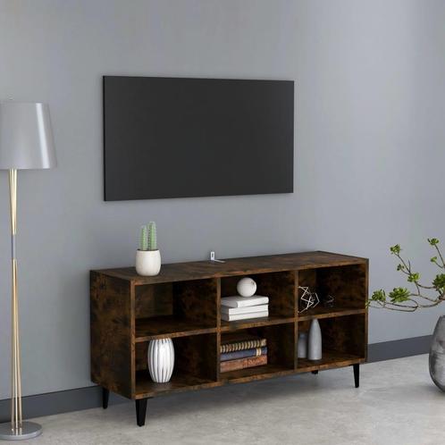 vidaXL Tv-meubel met metalen poten 103,5x30x50 cm gerookt, Maison & Meubles, Armoires | Mobilier de télévision, Envoi